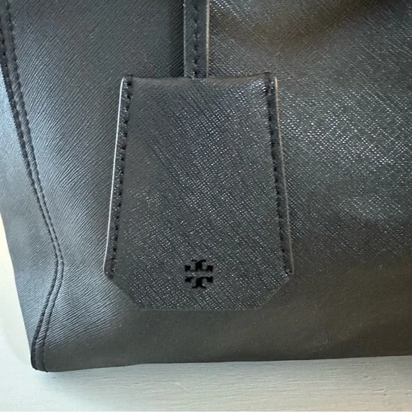 Tory Burch Black Classic Small Leather Tote Purse Handbag - Picture 3 of 8